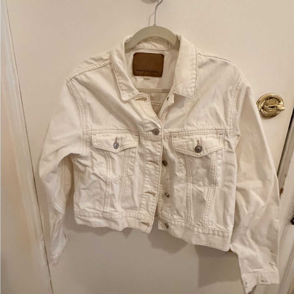 American Eagle Outfitters Cream Denim Jacket